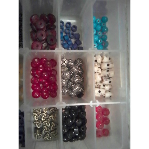 Huge Lot Macrame Craft Beads Large Hole Lampwork Glass Ceramic Wood Pewter - Picture 2 of 7